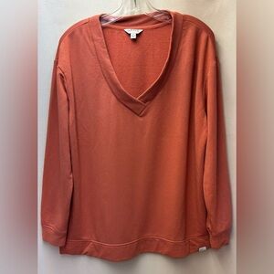 Orvis Women's Soft  Cozy V Neck  Pullover Top Size Large Color Rust